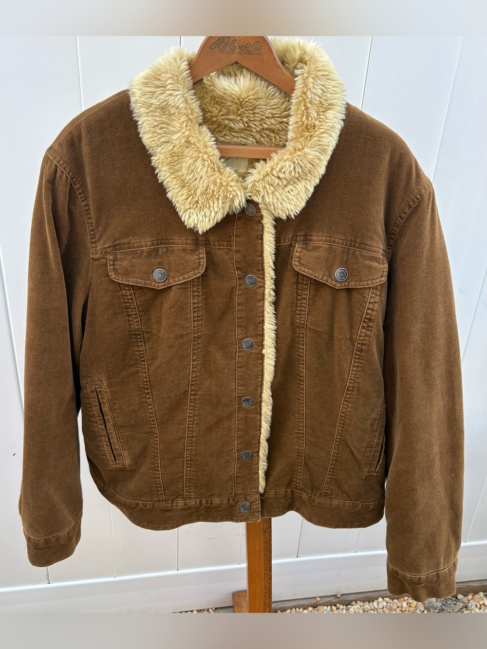 J.Jill Heritage Tumbled Cord Brown Corduroy Sherpa-Lined Jacket L